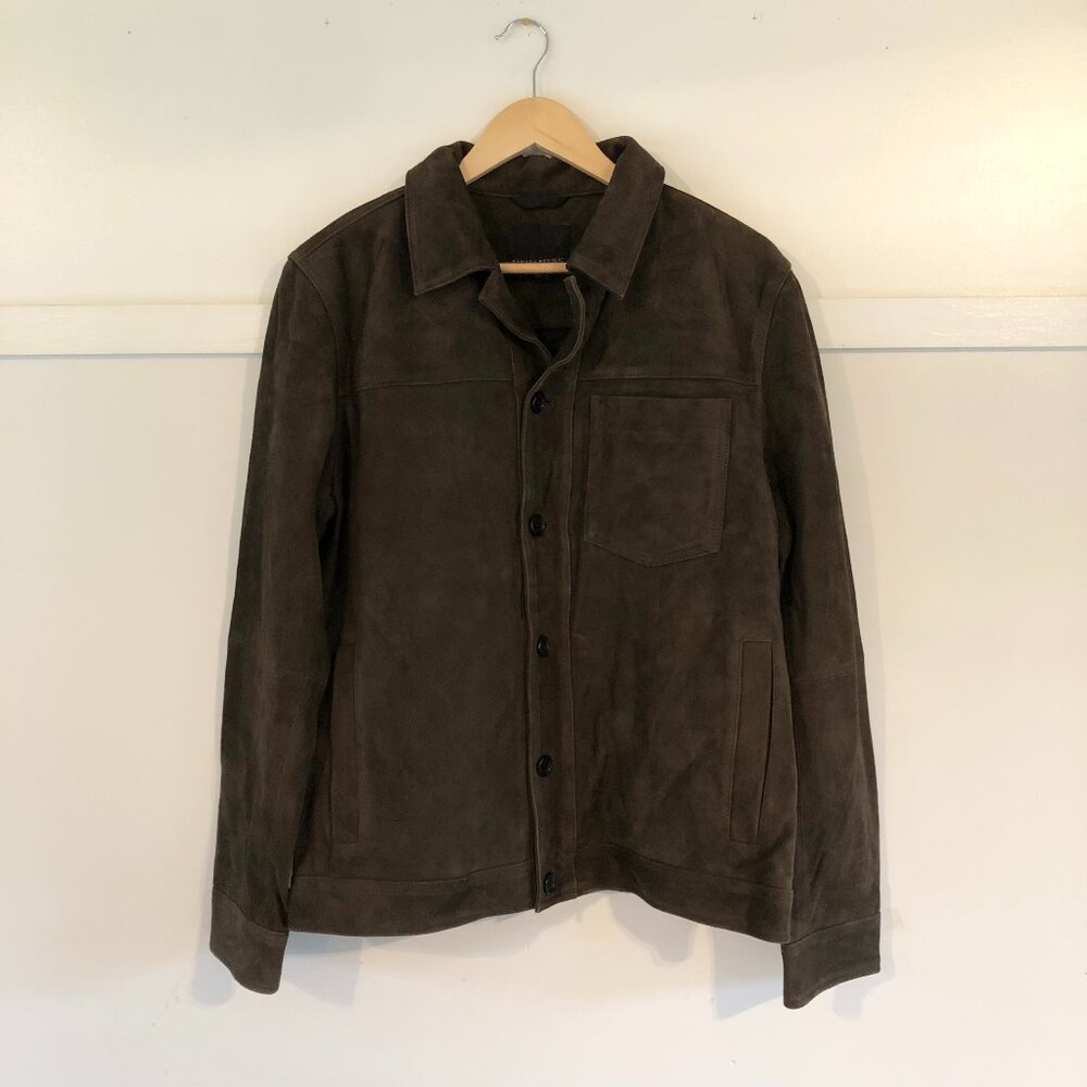 Banana Republic green suede jacket—Men's (M)